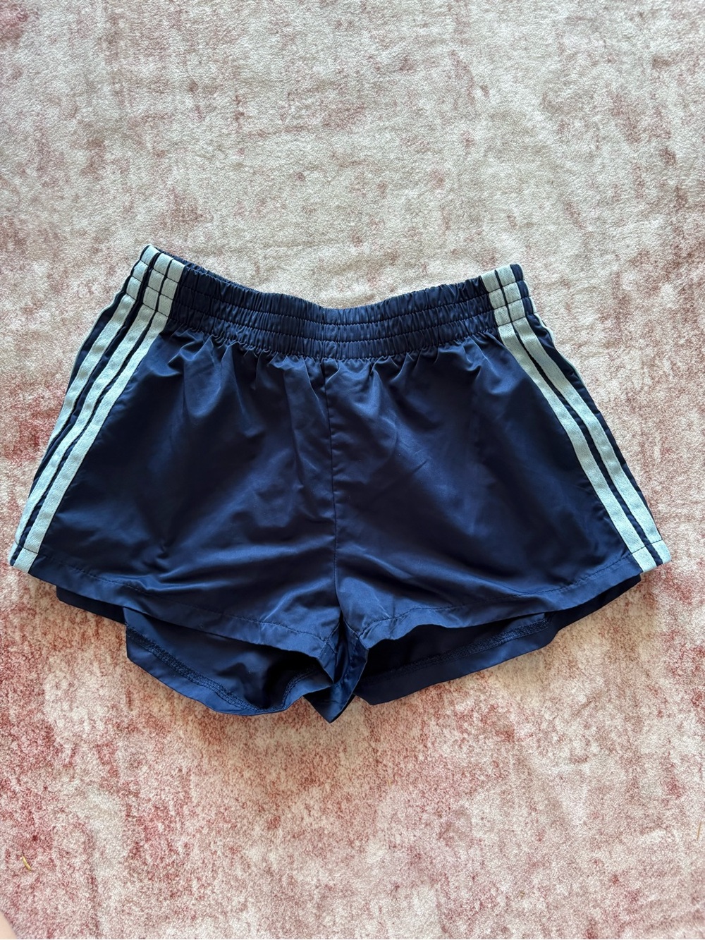 Edikted Navy Athletic Shorts with White Side Stripes